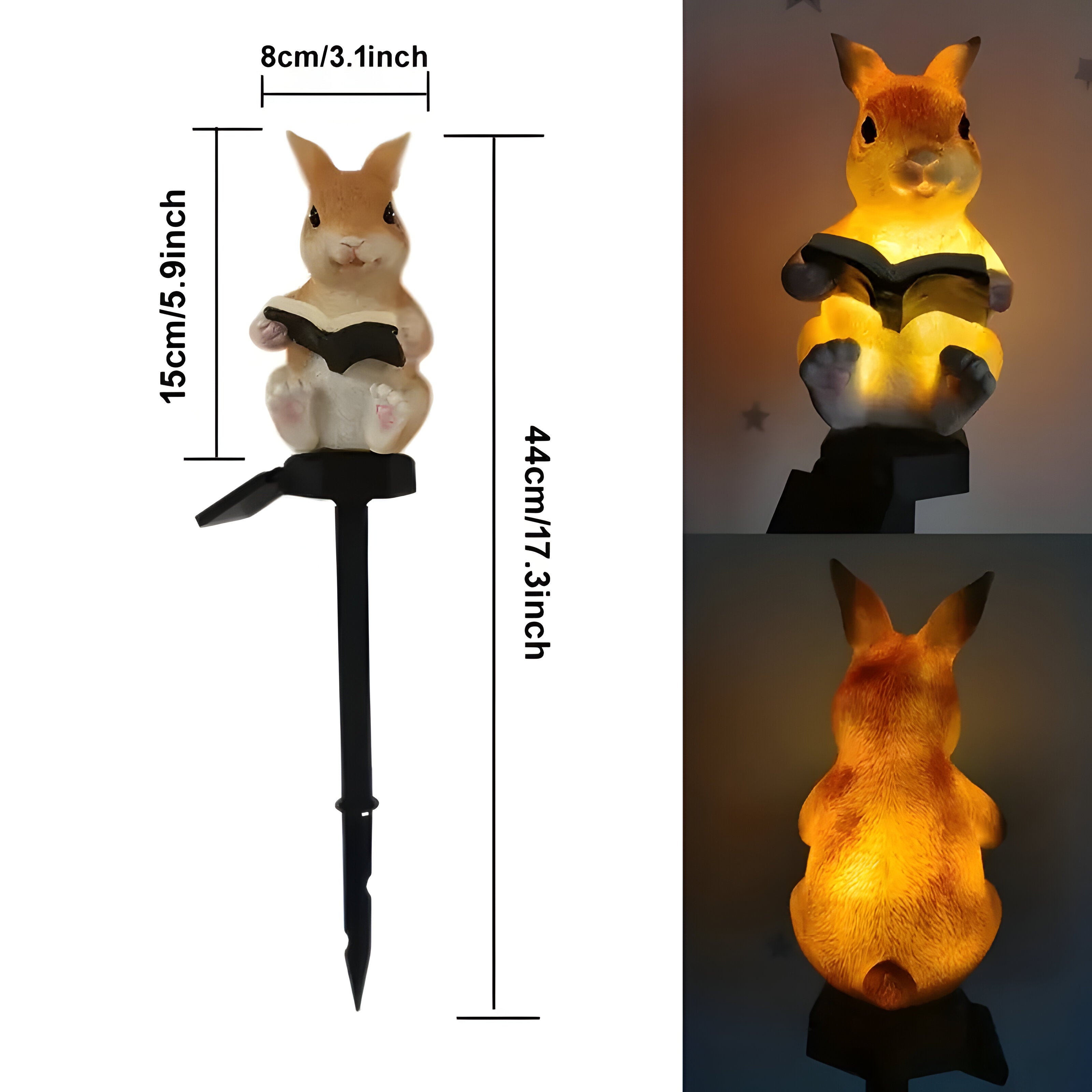 LumiHare Solar Gartenleuchte | Lesender Hase Figur mit LED | Wetterfest & Langlebig | Für Garten, Terrasse & Balkon