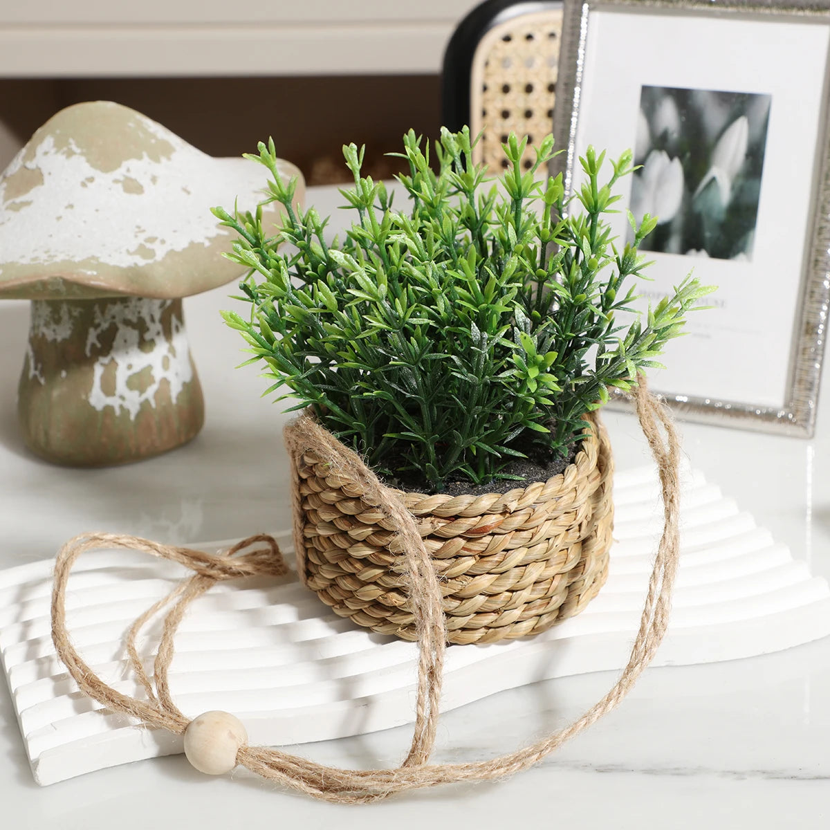 VerduraGreen Künstliche Eukalyptus- und Rosmarinpflanze | 40 cm | Im Topf | Realistische Indoor-PE-Kunststoffpflanze | Pflegeleichte Dekoration