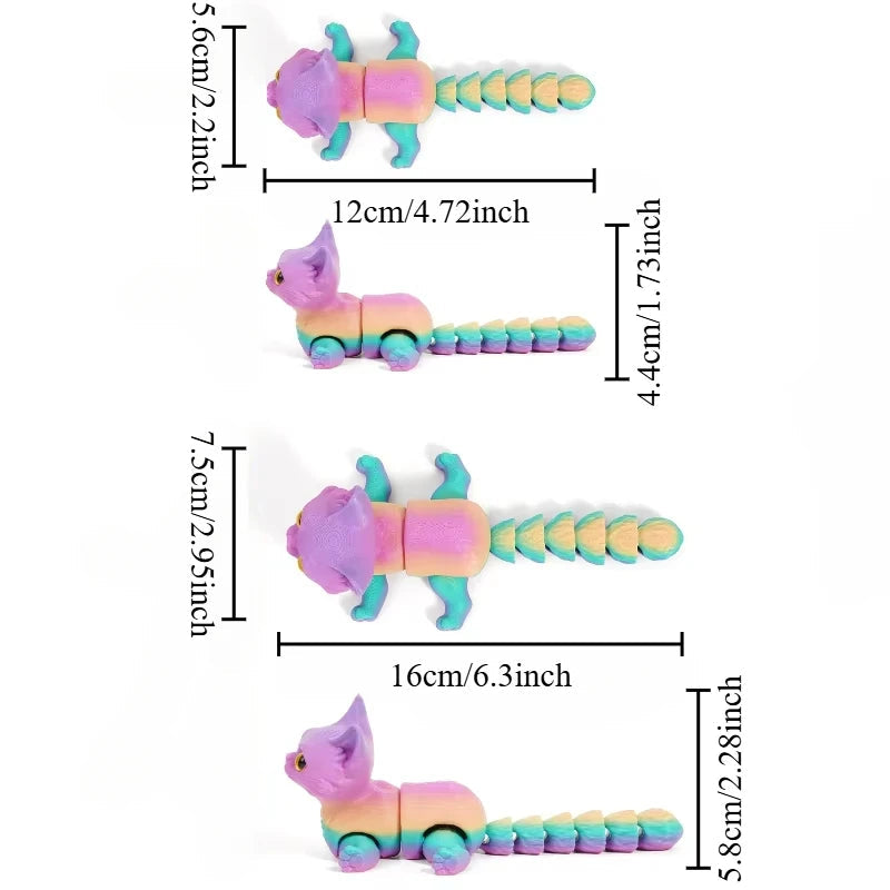 3D Bewegbare Katzenfigur | 12/16 cm | Geschenkidee & Dekoration | Detailreich und Flexibel