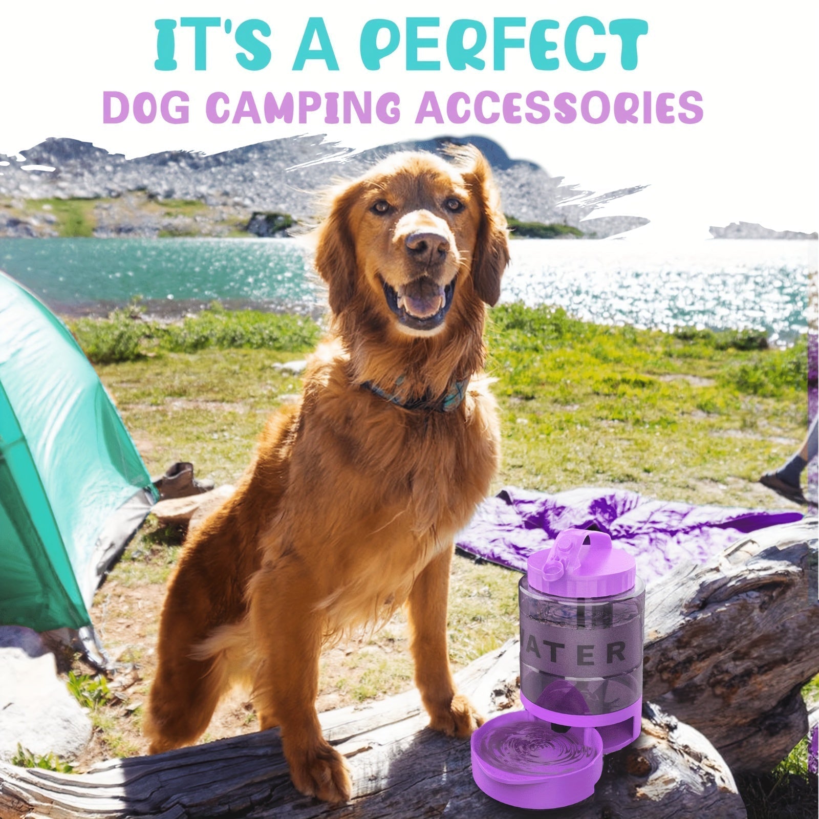 AquaTails | Hunde-Trinkflasche To-Go | 2,18L Volumen & Faltbare Schale | Für Outdoor, Reisen & Abenteuer