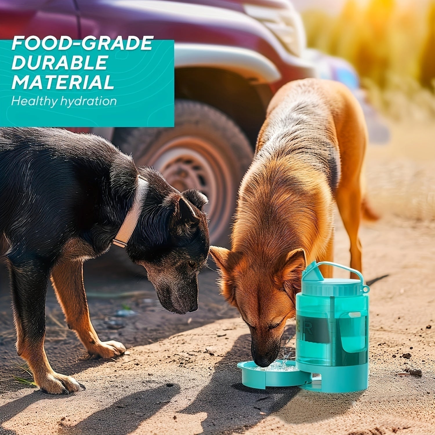 AquaTails | Hunde-Trinkflasche To-Go | 2,18L Volumen & Faltbare Schale | Für Outdoor, Reisen & Abenteuer