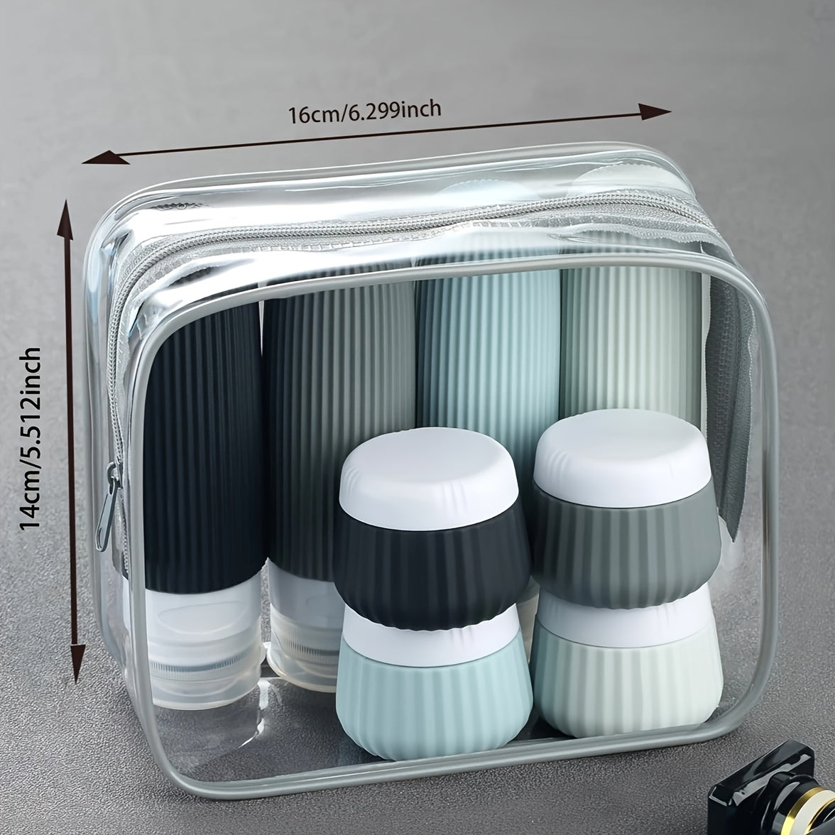 Nomixa TravelKit | 8-teiliges Silikon-Reiseset | Auslaufsicher & TSA-konform | Mit Kulturtasche
