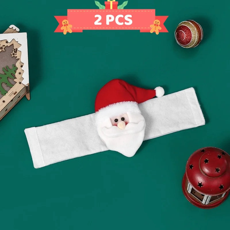 MerryHug | Weihnachtsvorhanghalter | Pinguin, Weihnachtsmann, Elch & Schneemann | 36×17 cm