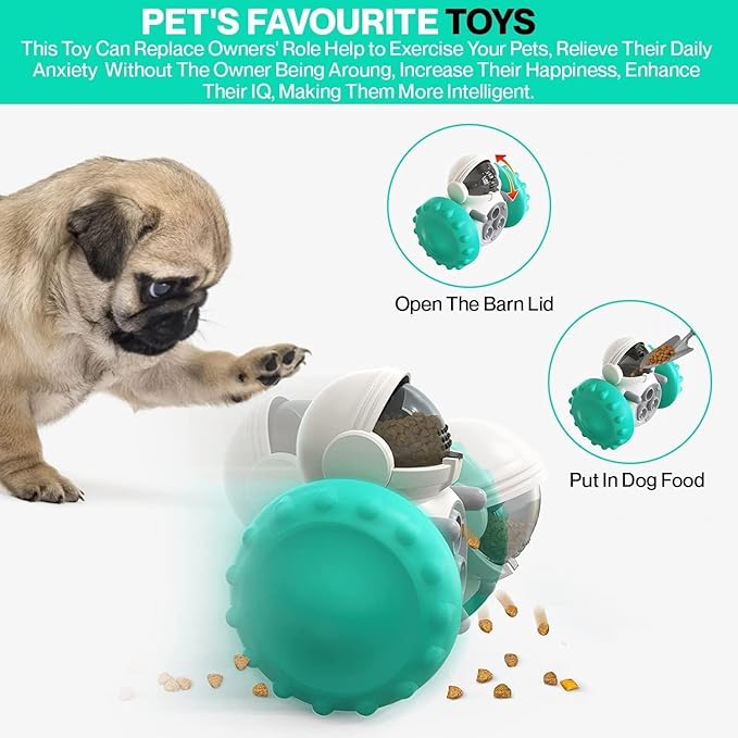 PlayPaws Futterroboter für Hunde & Katzen | 3-in-1 Spiel, Intelligenz & Snackspaß | Selbstbalancierend & Ohne Batterien