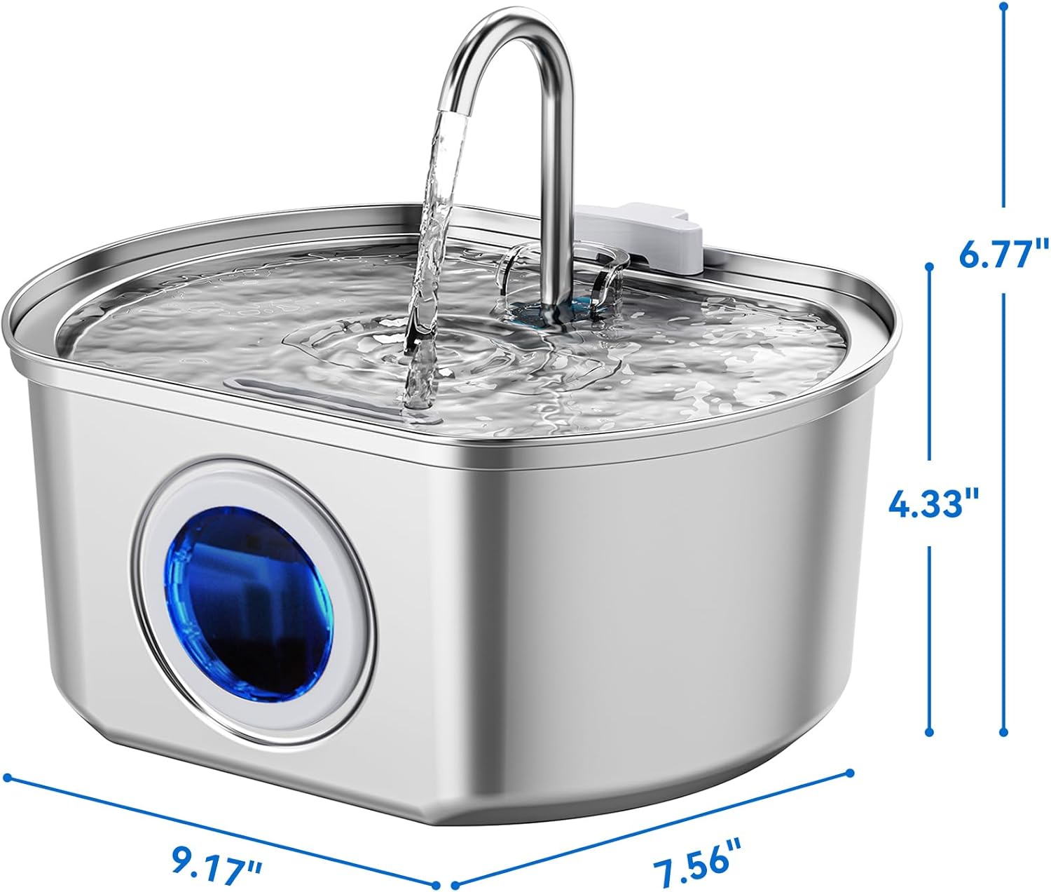 Aquaelix Trinkbrunnen Katze | Edelstahl & Hygienisch | Leise Pumpe | 2,5 L Volumen | Für Gesunde Hydration