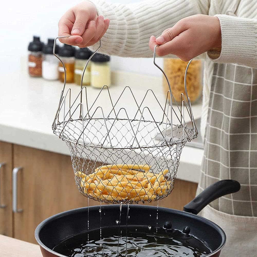 1+1 GRATIS | FlexiChef Duo – 2-in-1 Küchenkorb für Kochen, Frittieren & Abgießen