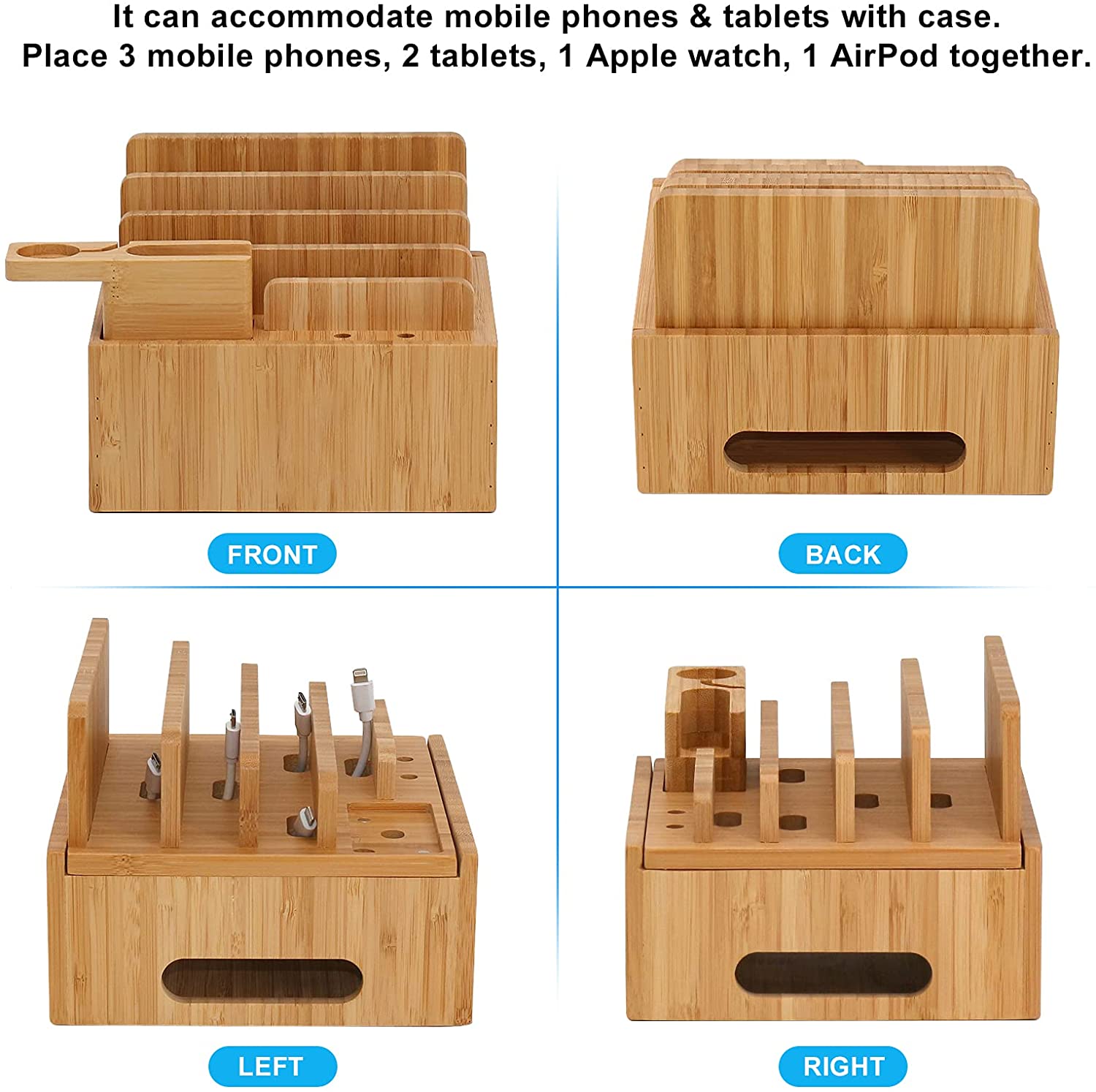 BambooCharge 5 | 5-in-1 Ladestation | Nachhaltig aus Bambus | Integrierte Halterung & Kabelmanagement