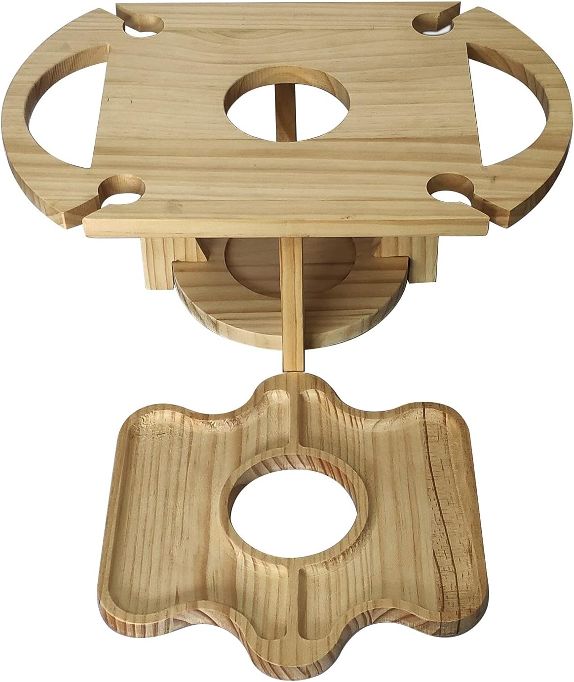 Lunavino | Faltbarer Obst- & Weintisch | Natürliches Holzdesign | Picknick, Garten & Camping