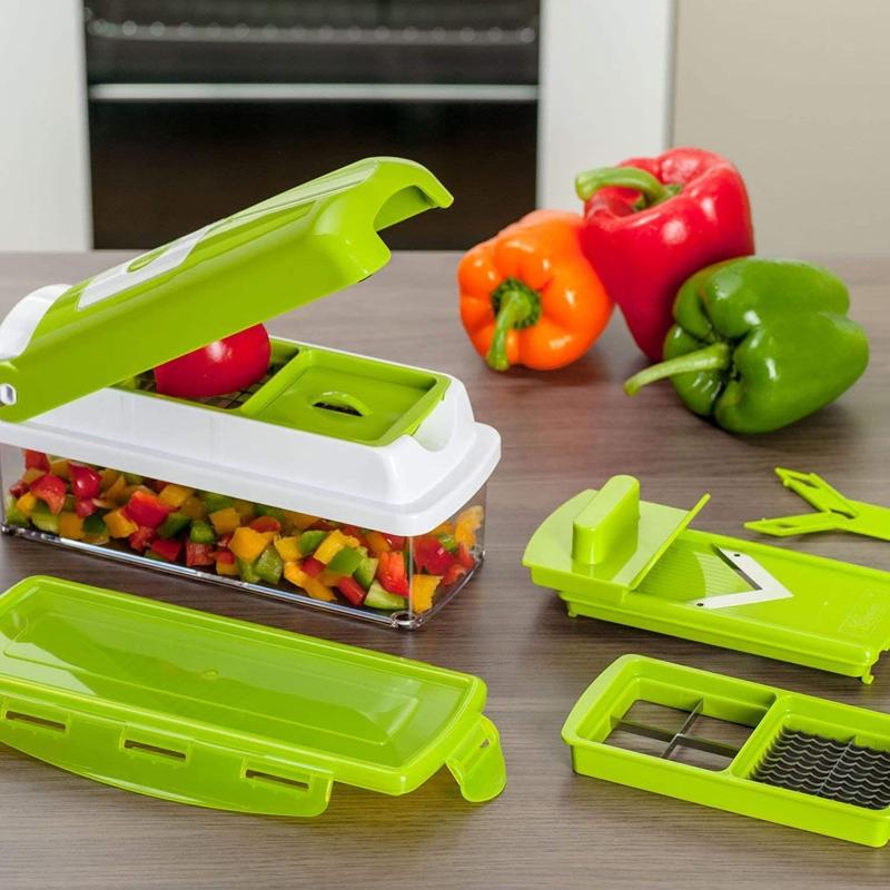 Chefivia Küchenhobel | 12-in-1 Multischneider | Mit Auffangbox & Fingerschutz | Edelstahl & PP
