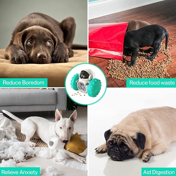 PlayPaws Futterroboter für Hunde & Katzen | 3-in-1 Spiel, Intelligenz & Snackspaß | Selbstbalancierend & Ohne Batterien