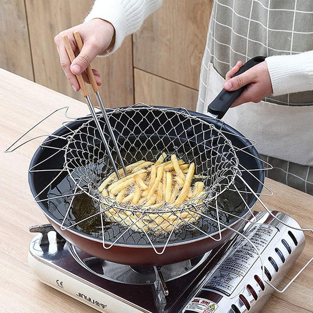 1+1 GRATIS | FlexiChef Duo – 2-in-1 Küchenkorb für Kochen, Frittieren & Abgießen