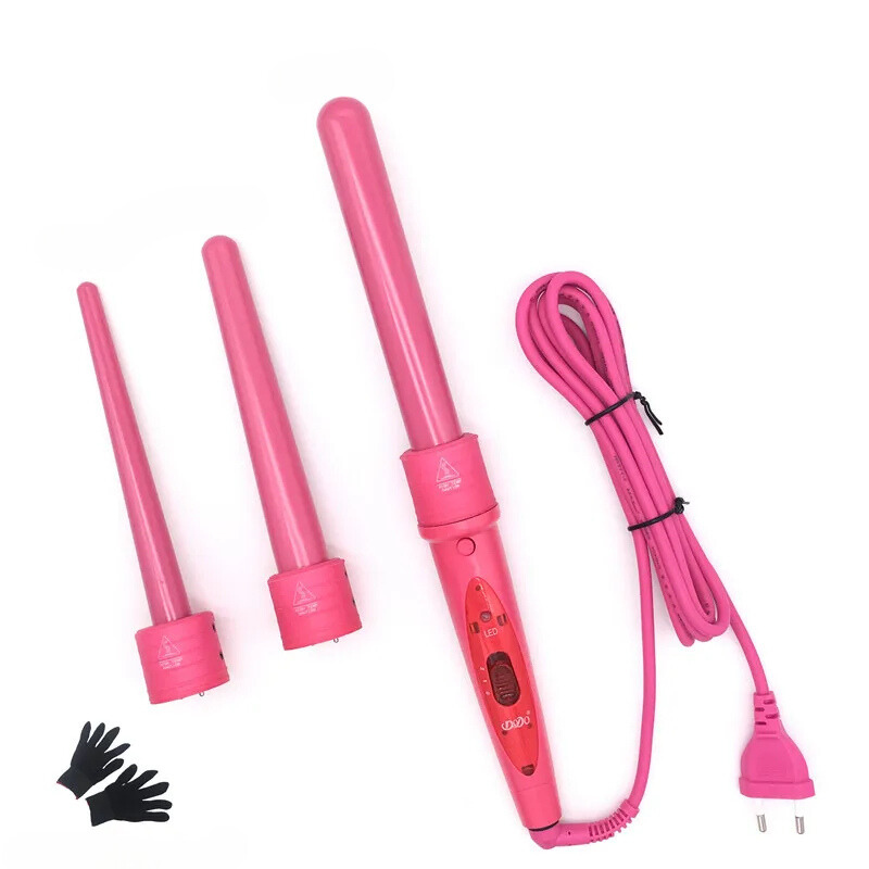 Curlivia | 3-in-1 Lockenstab-Set | Keramikaufsätze, Temperaturregelung & Dual-Voltage | Locken, Wellen & Beach Waves stylen
