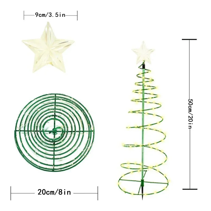 SoluxeTree Solar Weihnachtsbaum Lampe | LED Eisenkunst Ornament | Warmweiß & Mehrfarbig | Wasserdicht & Automatisch Kontrolliert