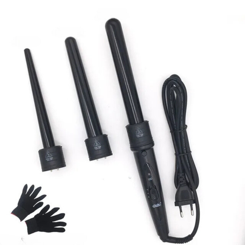 Curlivia | 3-in-1 Lockenstab-Set | Keramikaufsätze, Temperaturregelung & Dual-Voltage | Locken, Wellen & Beach Waves stylen