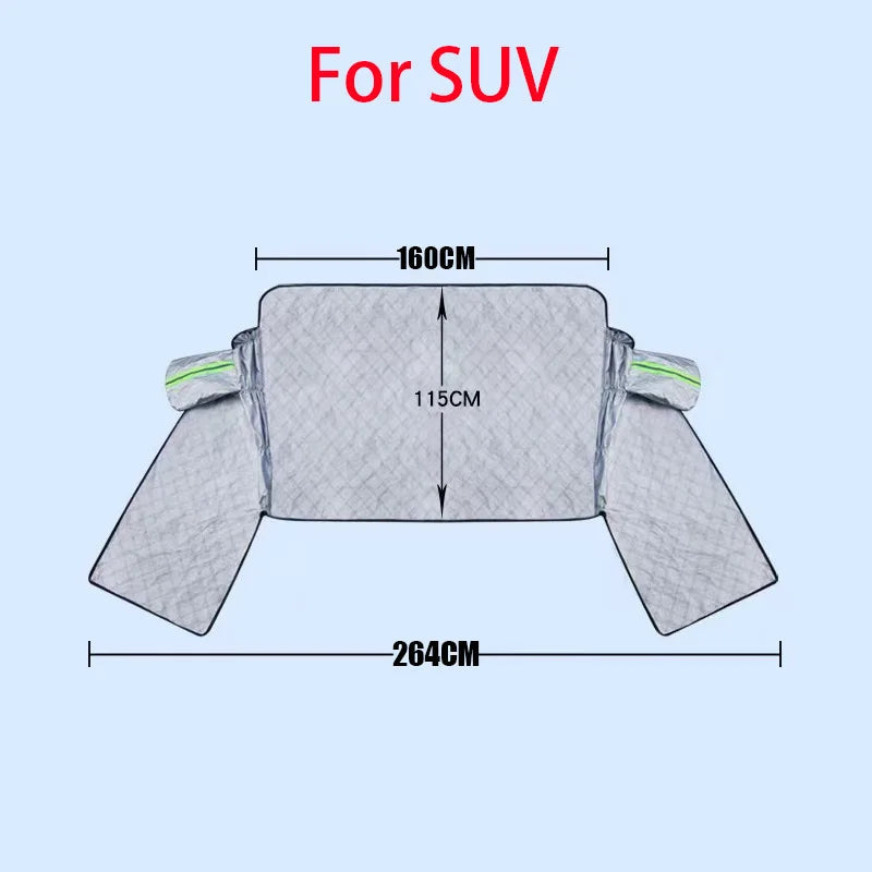 FrostGuard Ultra | Extra Große Windschutzscheibenabdeckung für Autos | 3-Panel Fensterdesign | Schützt vor Schnee, Eis, Sonne & Staub | Windbeständig & Einfach zu Installieren