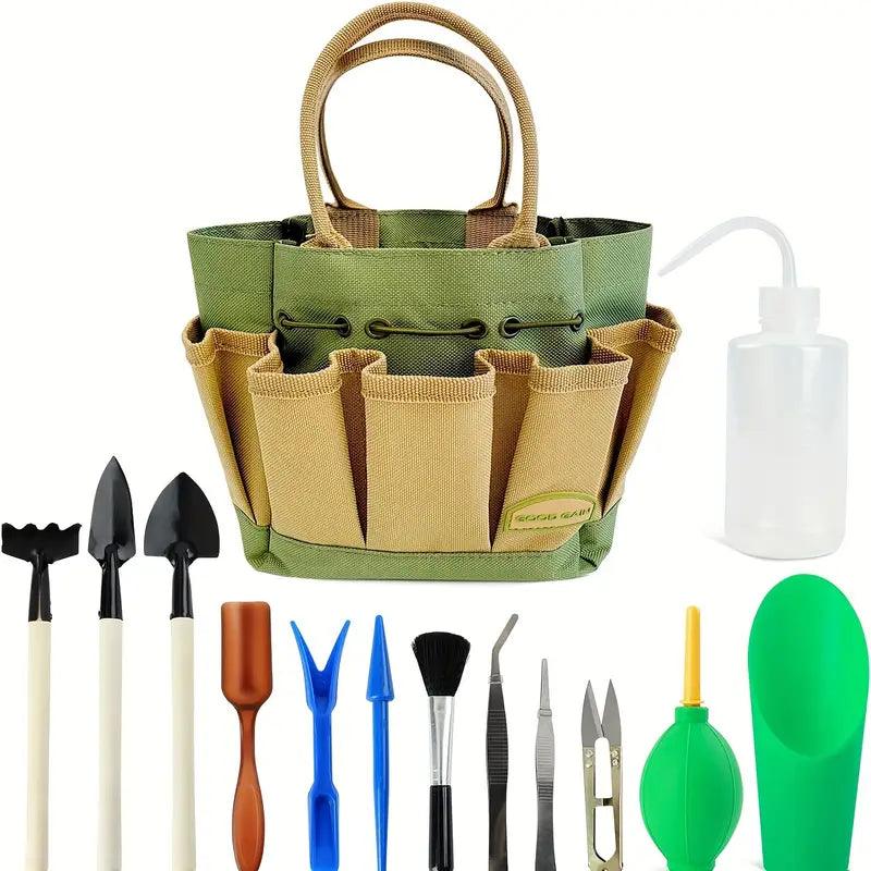 Floramio Mini Gartenwerkzeug Set | 13-teilig | Kompakt & Tragbar | Für Bonsai & Sukkulenten