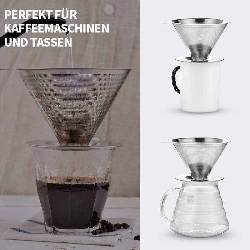 Kafélio PureSteel | Edelstahl Kaffeefilter | Wiederverwendbar | Ø 11,5–12,5 cm