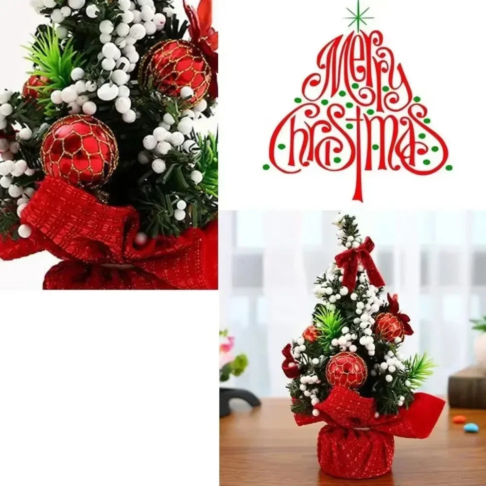 EverJoy | Miniatur-Weihnachtsbaum-Tischornament | Künstliche Tannenzweige mit Stoffständer | 20 cm