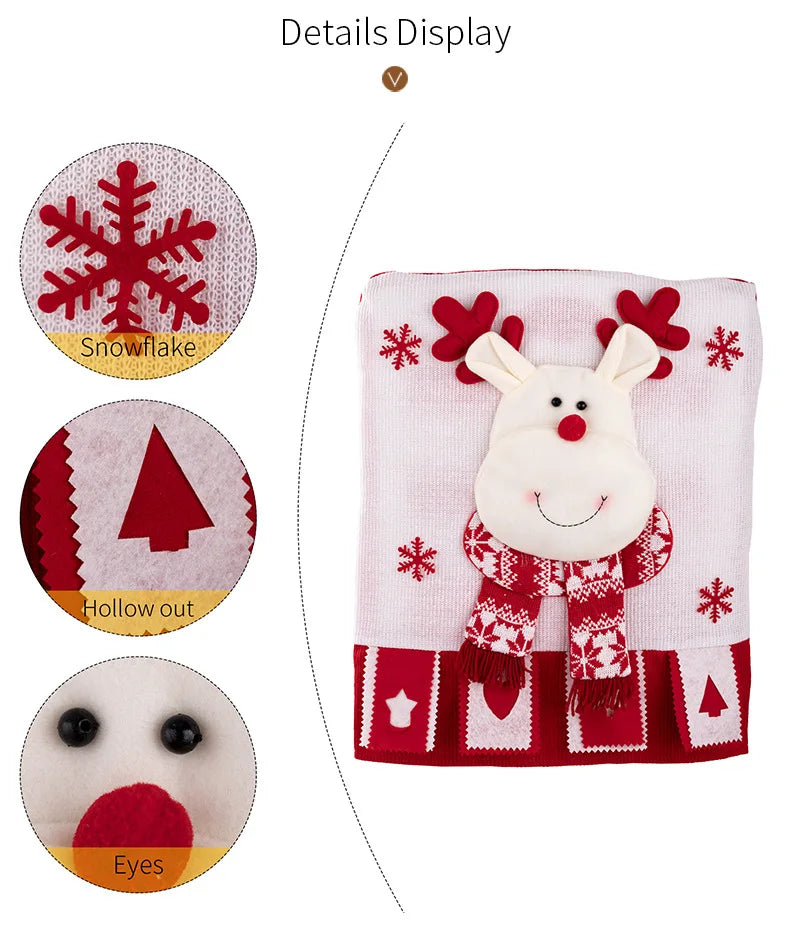 Noelvira | Weihnachts-Stuhlhusse | Plüsch-Stuhlbezug mit Weihnachtsmann-Motiv | Festliche Dekoration für Esszimmer & Küche | Weihnachtsdekoration 2025