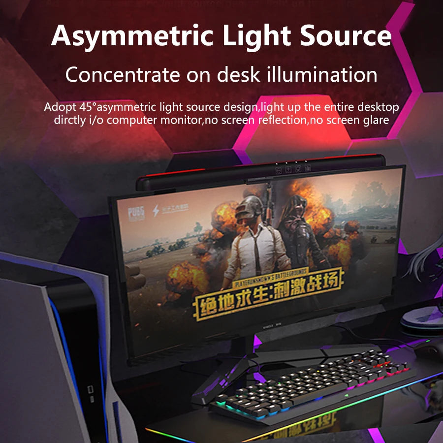 Auralume LED-Monitorleuchte | USB-betrieben | RGB-Hintergrundbeleuchtung & einstellbare Helligkeit | 60-Minuten-Timer