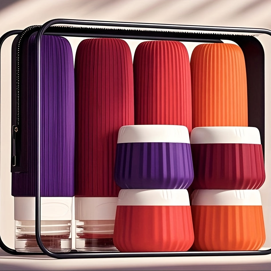 Nomixa TravelKit | 8-teiliges Silikon-Reiseset | Auslaufsicher & TSA-konform | Mit Kulturtasche