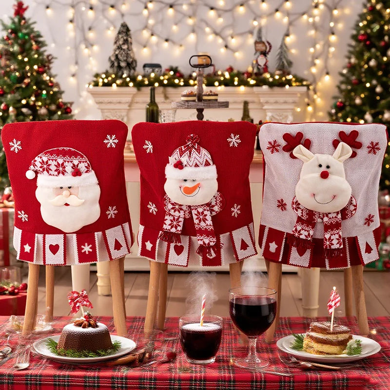 Noelvira | Weihnachts-Stuhlhusse | Plüsch-Stuhlbezug mit Weihnachtsmann-Motiv | Festliche Dekoration für Esszimmer & Küche | Weihnachtsdekoration 2025