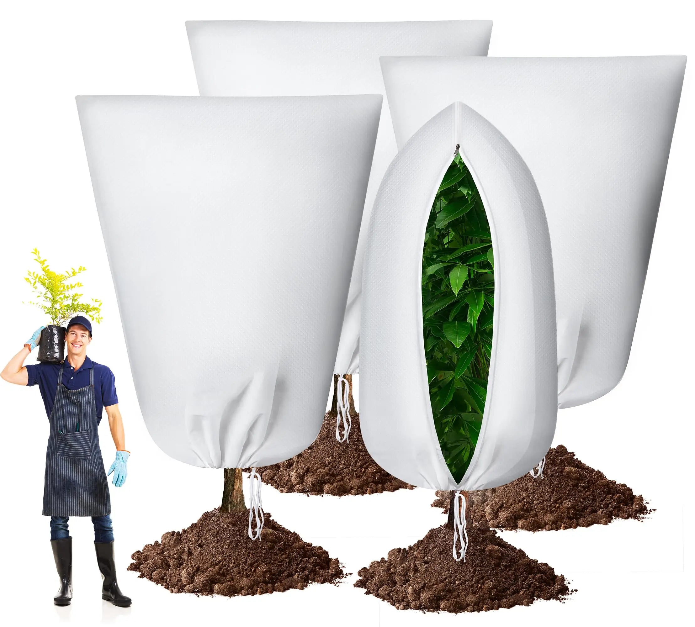 FrostGuard Garten | Winterpflanzenschutz-Abdeckung mit Reißverschluss | Frost-, Vogel- und Insektenschutz | Wiederverwendbar und Atmungsaktiv