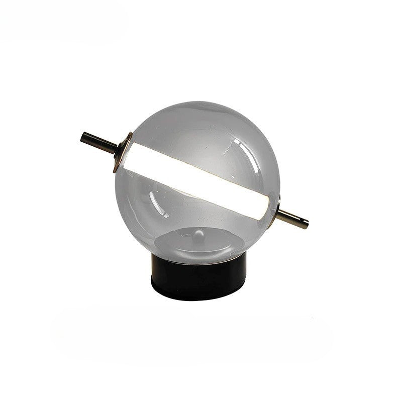 Glasvora Tischlampe | Kugelleuchte aus Farbglas | Retro Mid-Century Design | Warmes LED-Licht