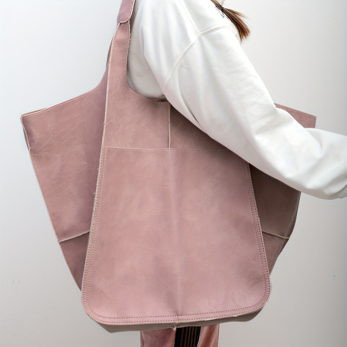 Maravina Strandtasche | Groß & Stylisch | Aus Veganem Leder | Reißverschluss & Schulterriemen | Für Alltag, Strand & Reisen