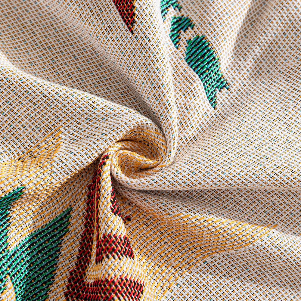 Loomora Boho Sofadecke | Wendbare Decke mit geometrischem Muster | Weiche, atmungsaktive Baumwollmischung mit Fransen