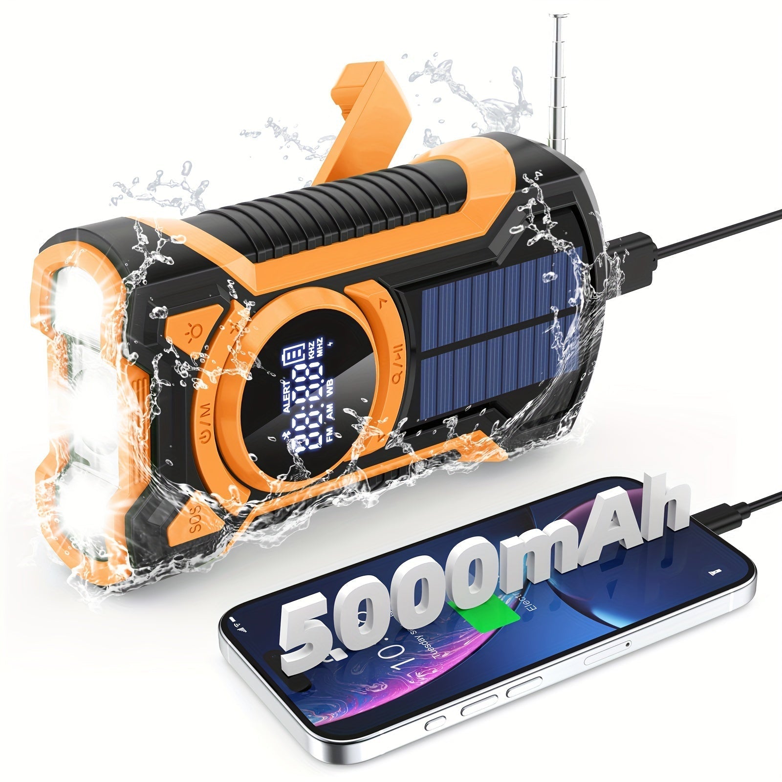 SurvivorMax Emergency Radio | Solar & Handkurbel | 5000mAh Powerbank | LED Light & SOS Alarm