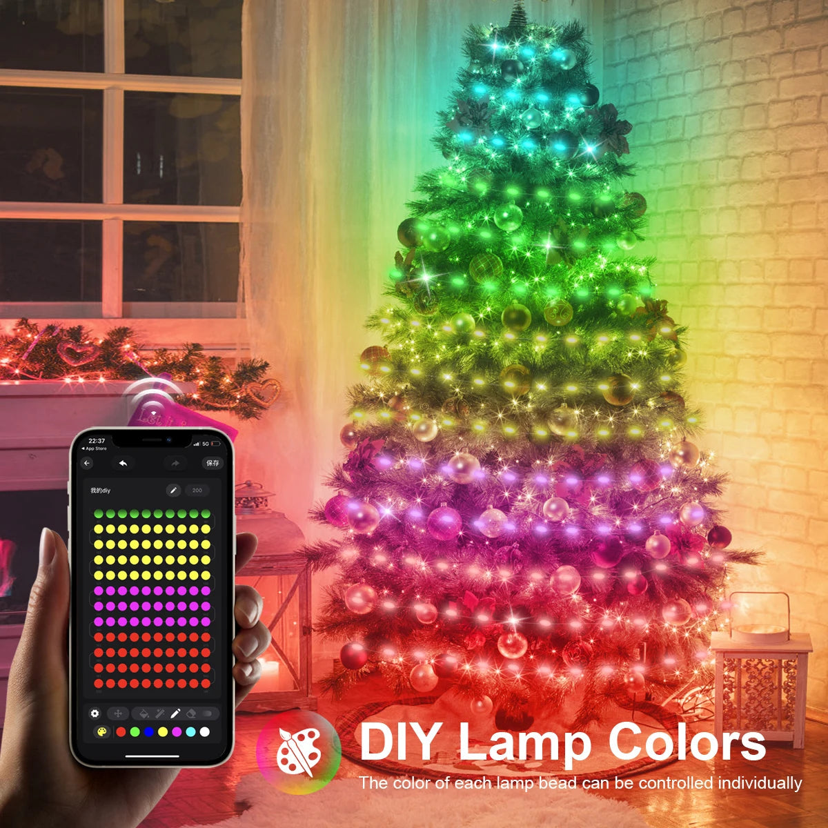 Intelligente LED-Lichtleiste LumiSync RGBIC | 20 m Länge | Bluetooth- und App-Steuerung | Musik-Synchronisationsmodus | IP67 wasserdicht | USB-betrieben