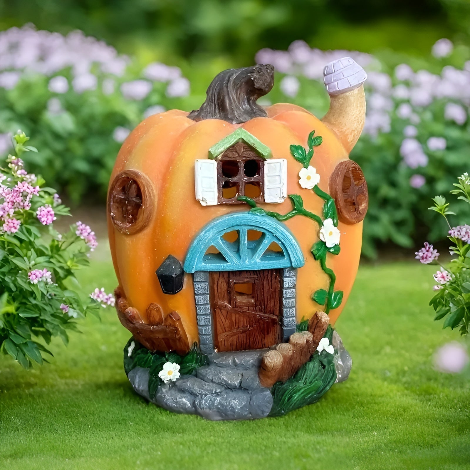 Lumipumpa Solar-Kürbis-Haus | LED-Außenleuchte | Wetterfest & Energieeffizient | Ideal für Halloween- & Herbstdekoration