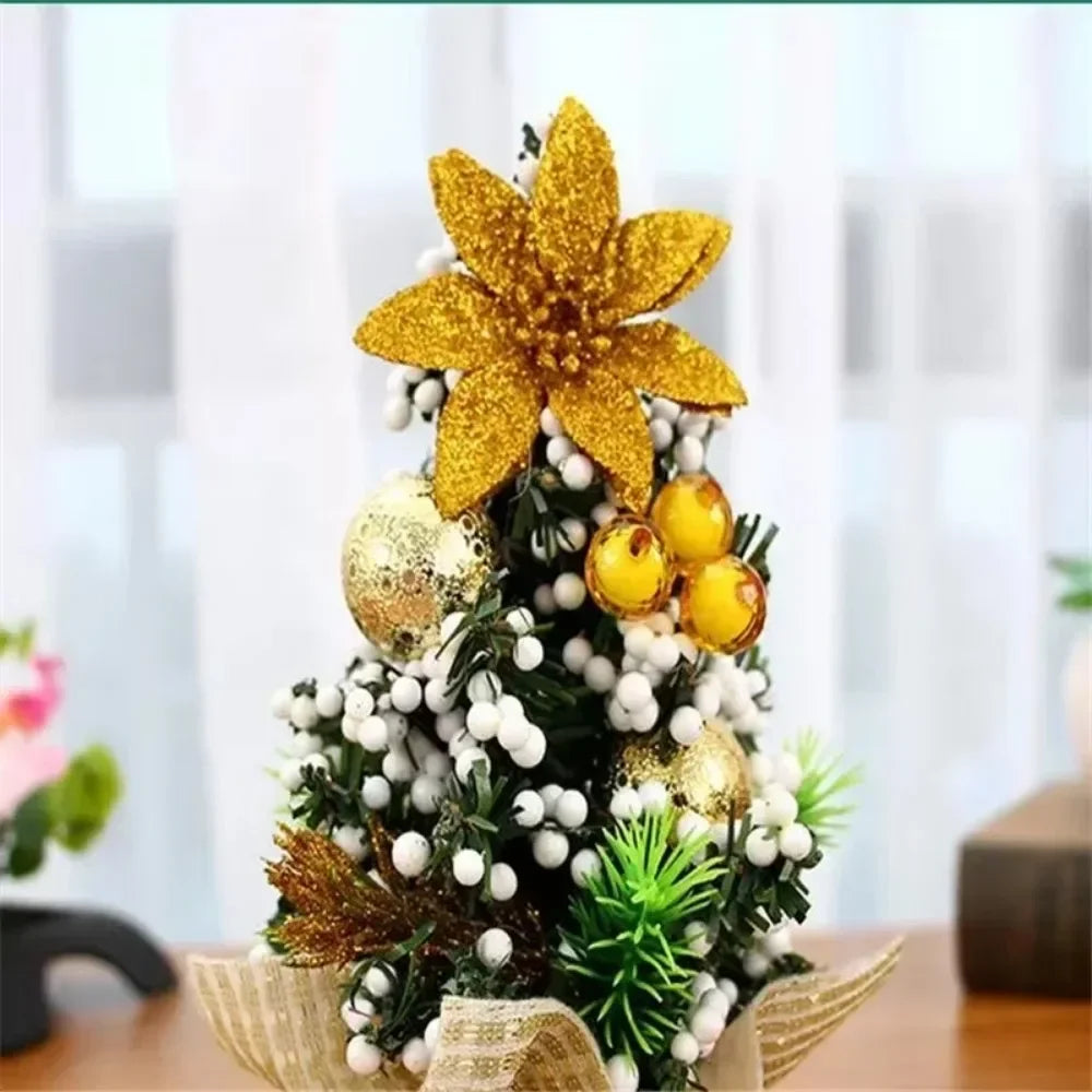 EverJoy | Miniatur-Weihnachtsbaum-Tischornament | Künstliche Tannenzweige mit Stoffständer | 20 cm