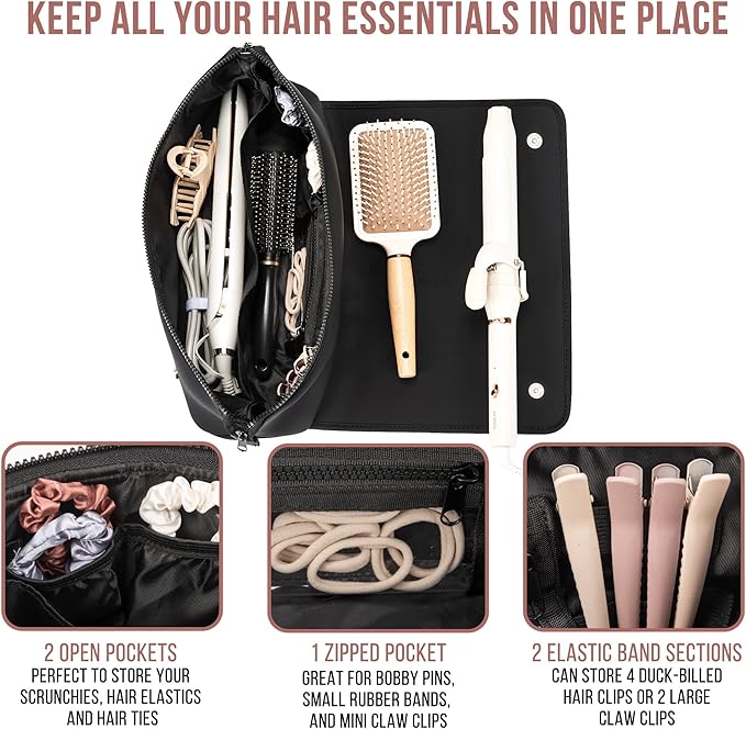 GlamCarry | 2-in-1 Haartool-Tasche mit Hitzebeständiger Matte | Kompakter Organizer für Glätteisen & Lockenstab