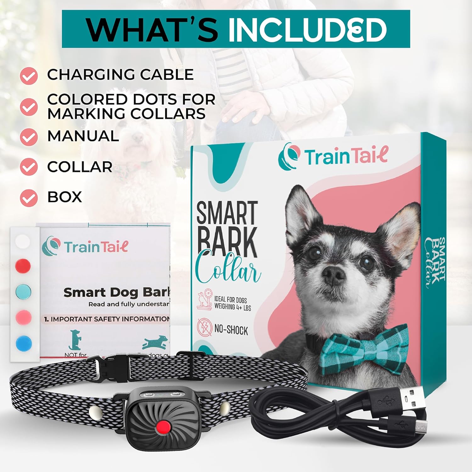 BelloCalm Antibellhalsband | Für Kleine Hunde | 4 Vibrationsstufen | Intelligente Geräuscherkennung