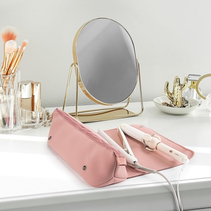 GlamCarry | 2-in-1 Haartool-Tasche mit Hitzebeständiger Matte | Kompakter Organizer für Glätteisen & Lockenstab