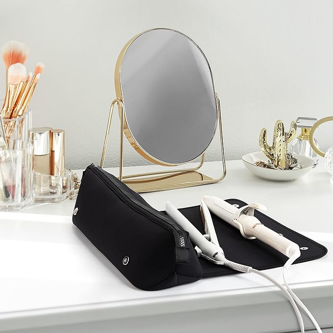 GlamCarry | 2-in-1 Haartool-Tasche mit Hitzebeständiger Matte | Kompakter Organizer für Glätteisen & Lockenstab