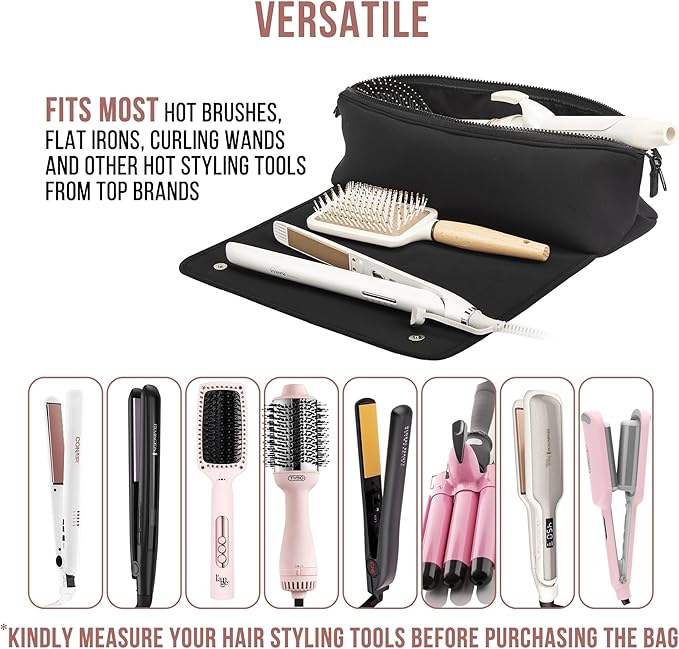GlamCarry | 2-in-1 Haartool-Tasche mit Hitzebeständiger Matte | Kompakter Organizer für Glätteisen & Lockenstab