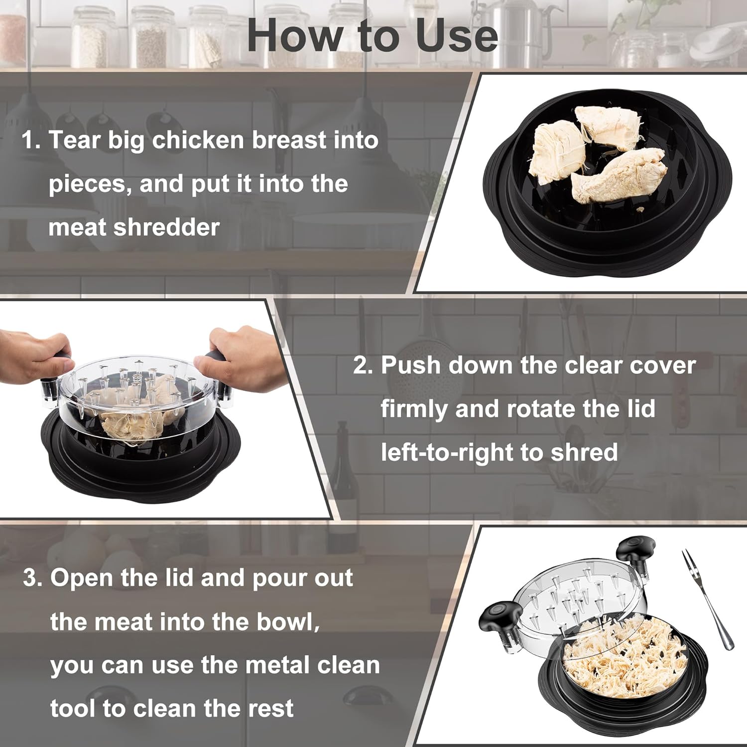 EasyChop Fleischzerkleinerer | Ergonomisch & Rutschfest | Große Kapazität | BPA-frei