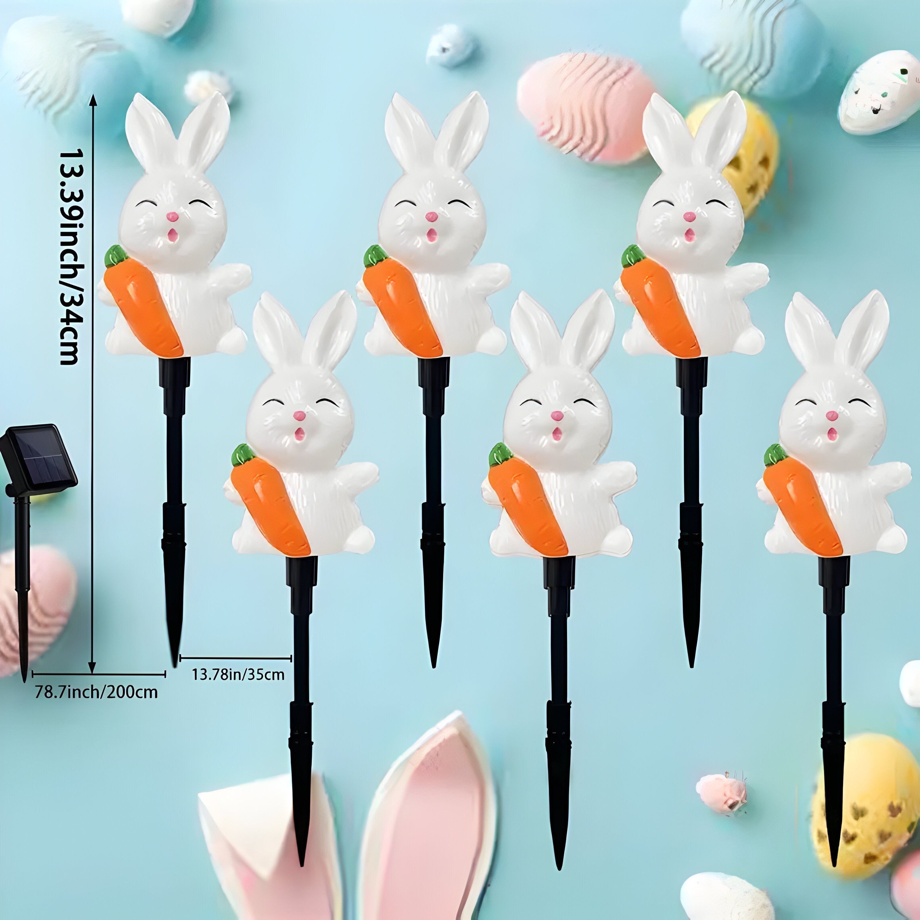 EasterGlow Solar Osterhasenlichter | LED Figuren im 6er-Set | Wetterfest & Stromsparend | Für Garten, Terrasse & Wege