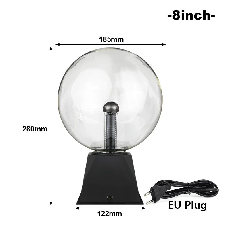 Electrava | Magische Plasmakugel Lampe | LED Taschenlampe mit Berührungs- und Soundsteuerung | 220V EU-Stecker | 10–20 cm | Dekoratives & Partylicht