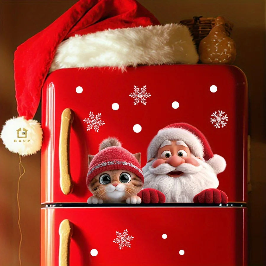 Weihnachtsfensteraufkleber SantaCling | Wiederverwendbar, Rückstandsfrei | Weihnachtsmann-Motiv | Fensterdekoration für Wohnzimmer & Flur