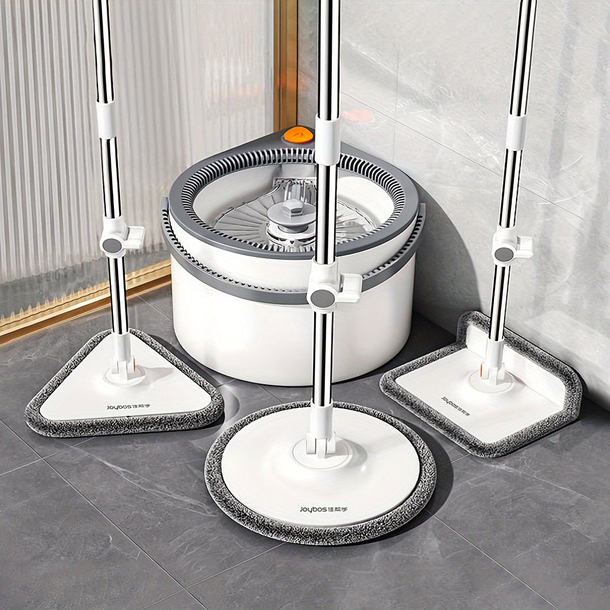 Spinova | 2-in-1 Wischmop mit Eimer | Handsfree-Auswringung, verstellbarer Stiel, 3 Mopköpfe | Für Fliesen, Parkett & Laminat