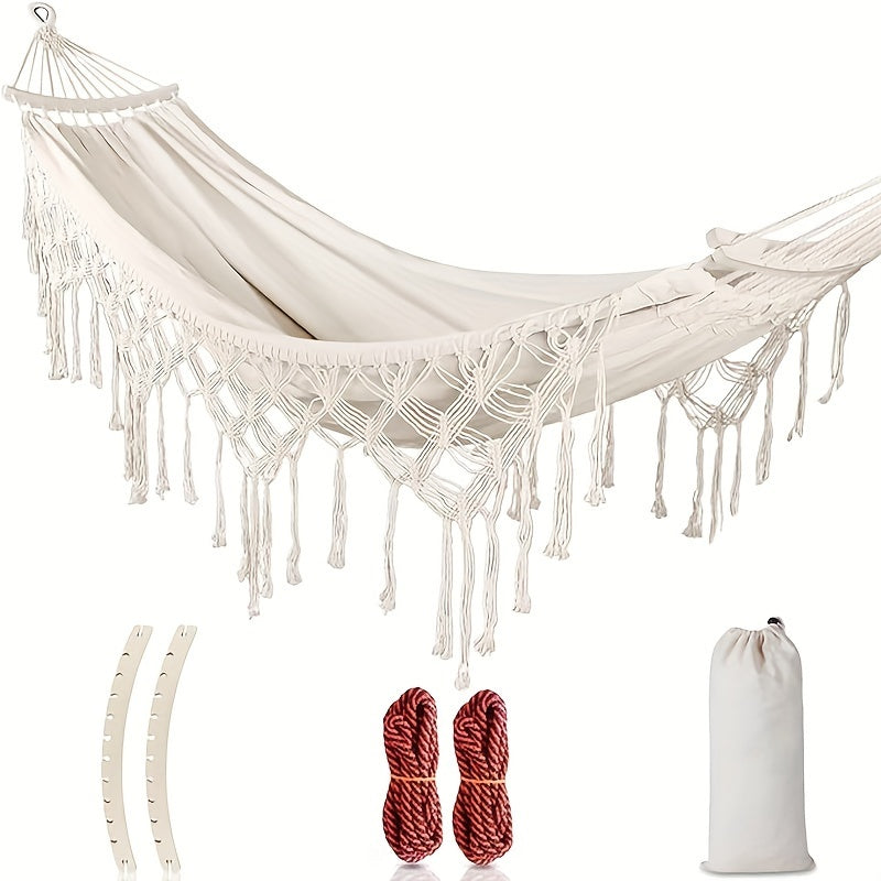 Calyma DuoHammock | Boho-Hängematte für 2 Personen | Weiche Baumwolle & Pompons | Für Innen & Außen