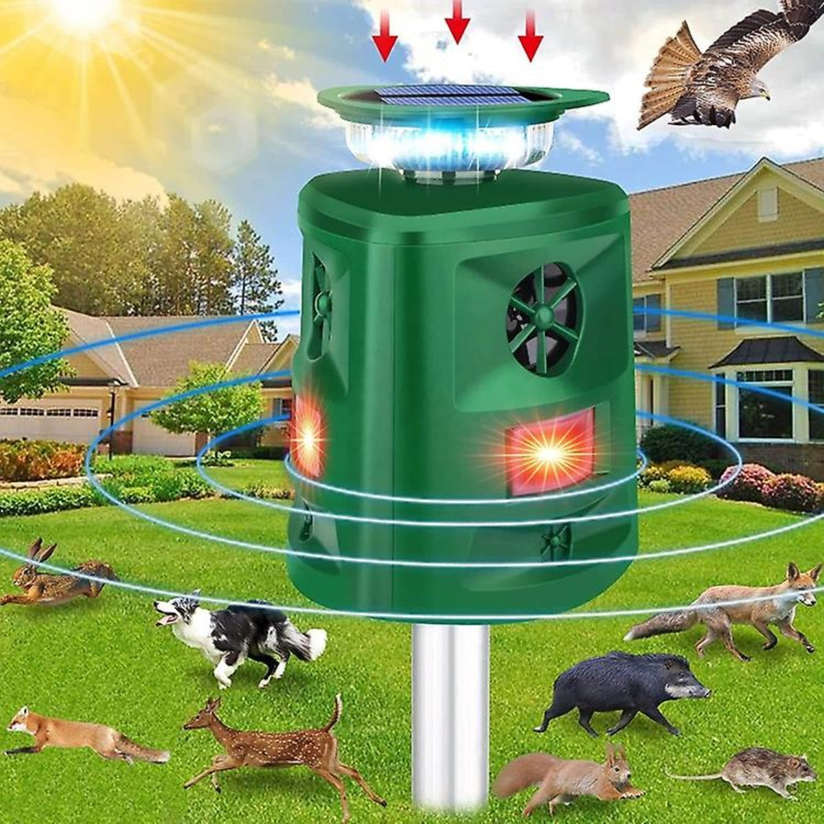 Repelion SolarGuard | Tierabwehrgerät | Ultraschall | 360° Sensor | Wetterfest