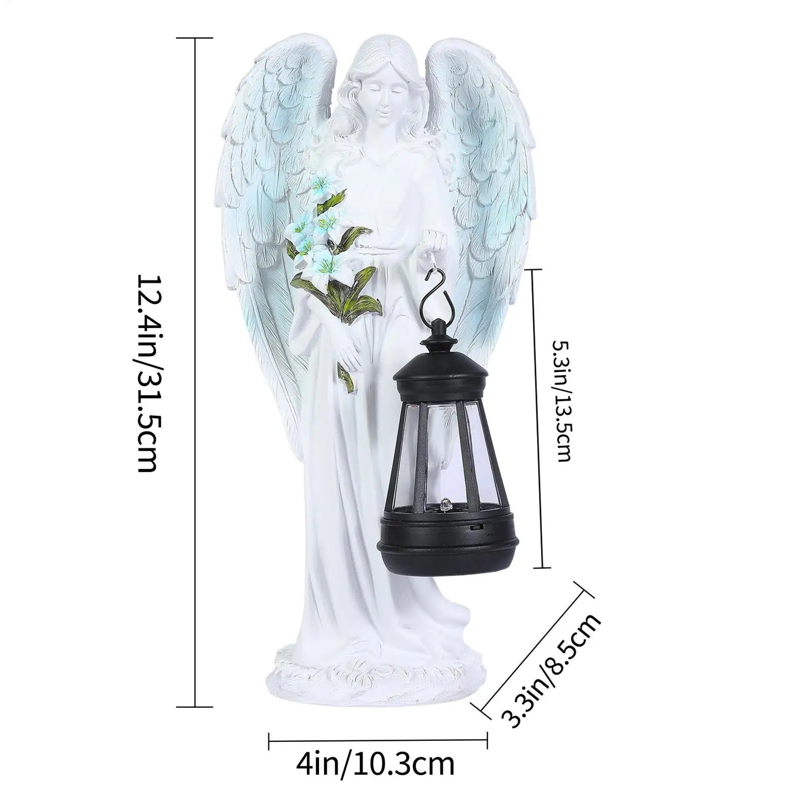 Auralis | Solar Engel Statue | Wetterbeständig & Beleuchtet | 20 × 10 × 8 cm | Harz Garten-, Terrassen- & Gedenkornament