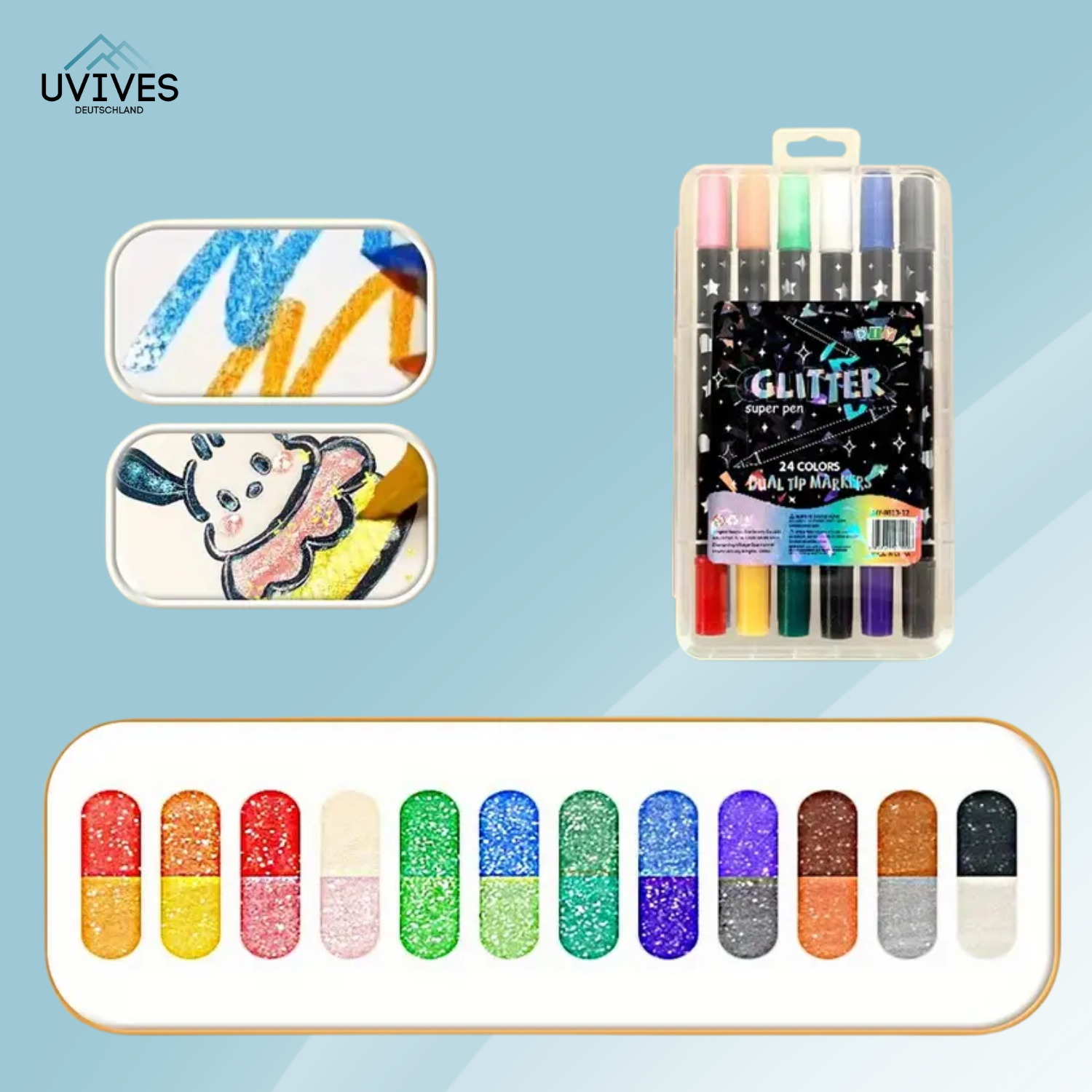 SparkLuxe – Doppelseitige Glitzerstifte für kreative Köpfe