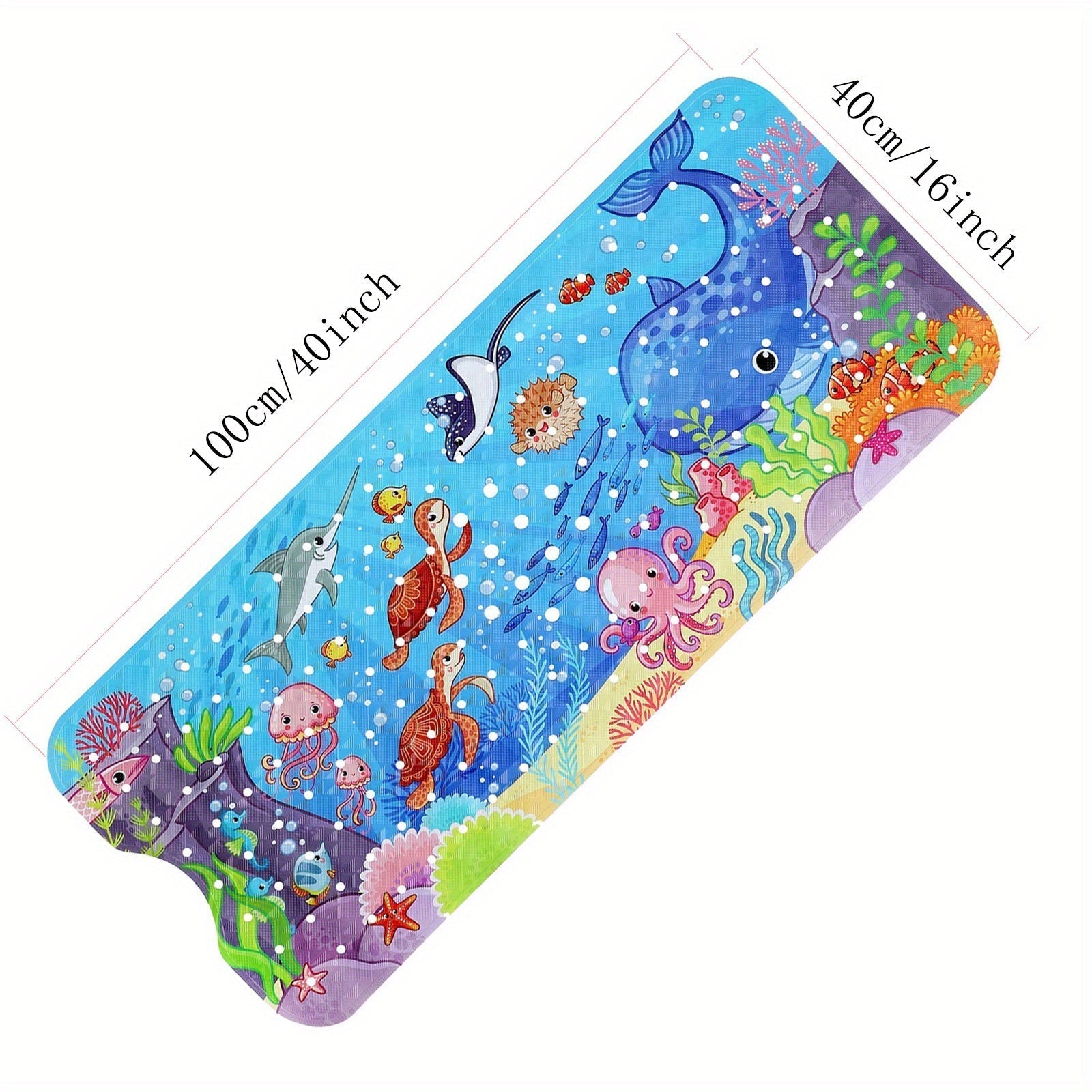 SplashSafe Badewannenmatte | Extra Rutschfest & Bunt | Mit Meeresmotiv & Saugnäpfen | Waschbar & Hygienisch