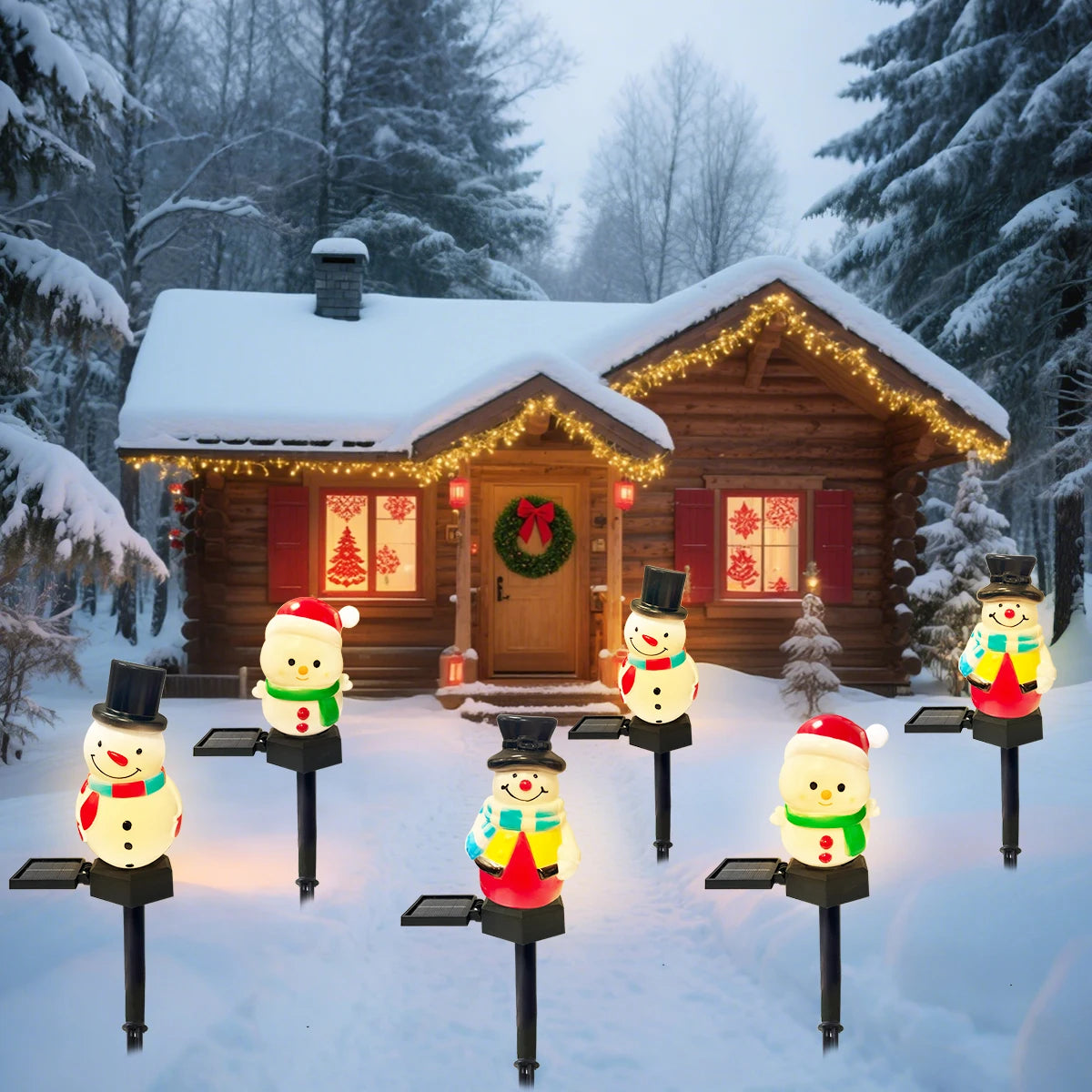 FrostyGlow Solar-Schneemannlampe | LED-Gartenleuchte | Wasserdicht, Energieeffizient | Außenweihnachtsdekoration